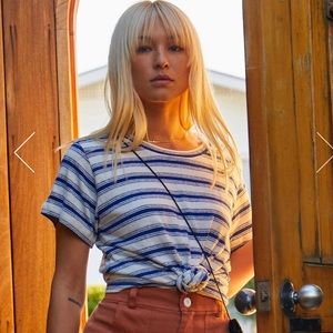 Jungmaven Mountain stripe tee in Green